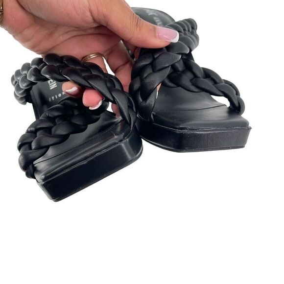 Anne Klein Aiden Chunky Platform Black Faux Leather Block Heel Sandal Size 10 - Picture 3 of 16